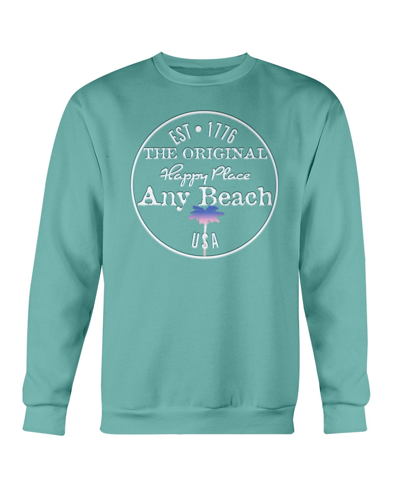 Original Any Beach is my happy place fleece sweatshirt chalky mint