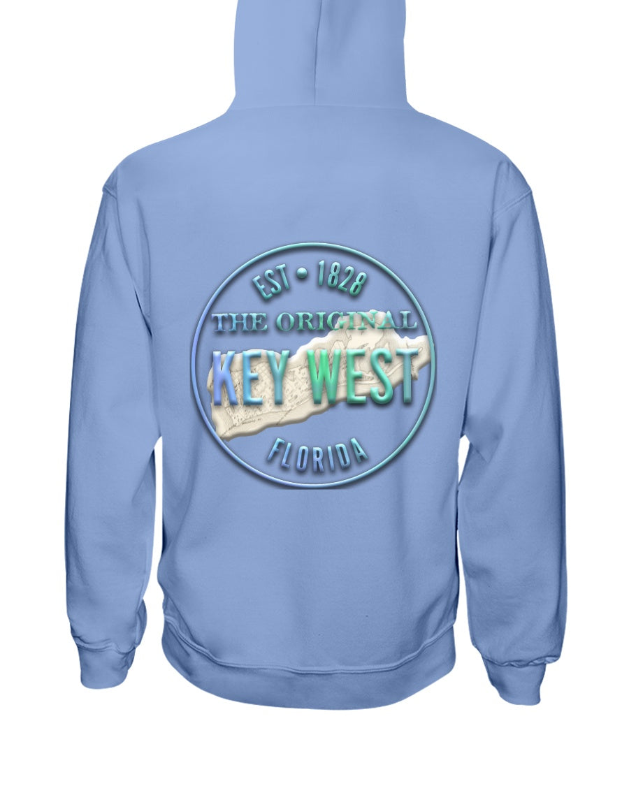 Original Key West Florida Vintage Map Est 1828 Fleece Hoodie light blue