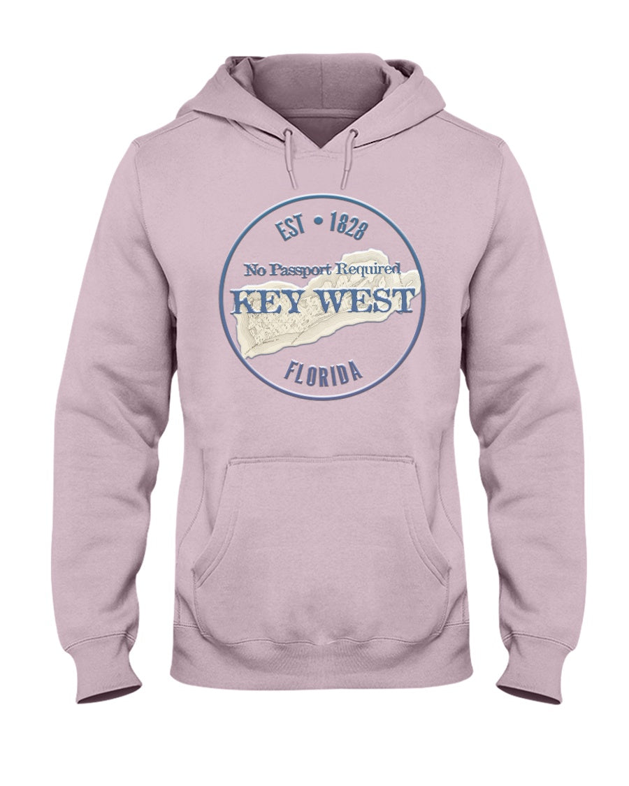 Original Key West Florida Vintage Map Est 1828 Fleece Hoodie No Passport Required pink