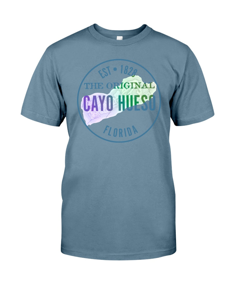 Premium Ringspun Cayo Hueso Vintage Map 1828 Key West Tee Shirt Men's Beach T-Shirt  Ice Blue