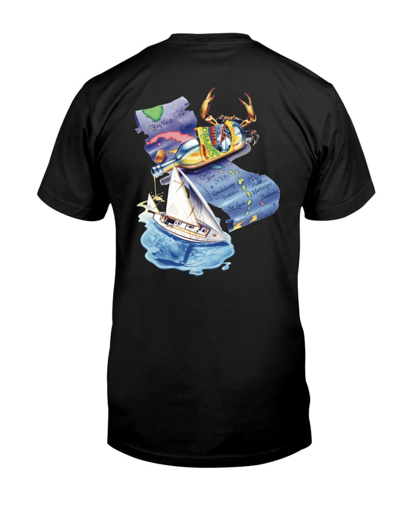 Shipwreck Rum Caribbean Map Sailing Pirate Ship Compass Logo T-Shirt Black Sizes Medium Large XL 2XL 3XL 4XL