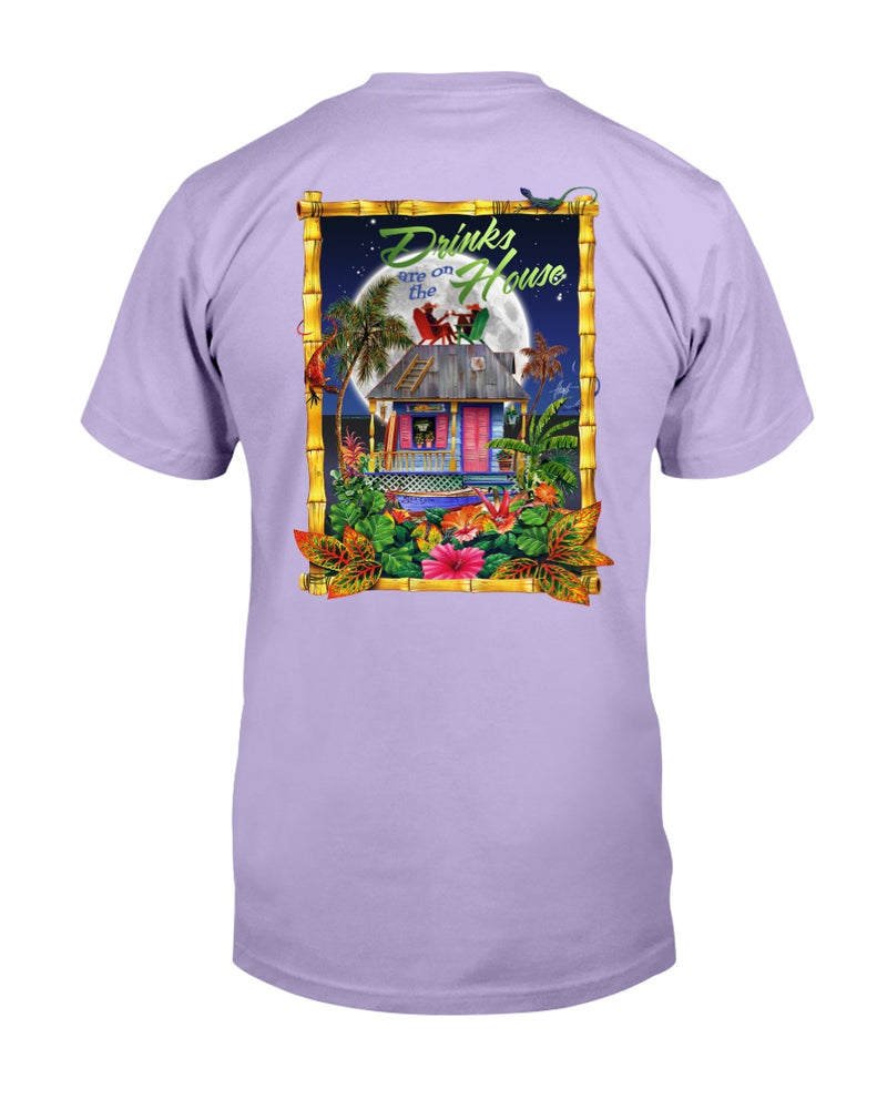 Drinks are on the house Jim Mazzotta Artwork T-shirt parrothead tropical tee orichid
