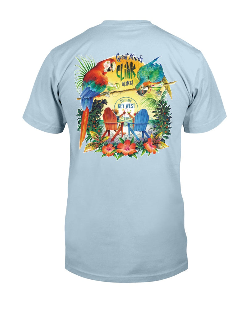 Men's Great minds clink alike in Key West Parrots T-Shirt Premium Garment Dyed light blue