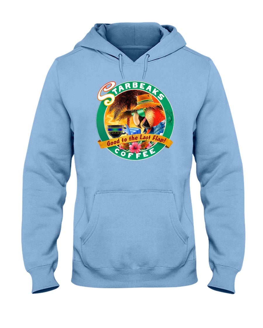 Unisex Starbeaks Good To The Last Flap Parrot Macaw Coffee Fleece Hoodie Light Blue
