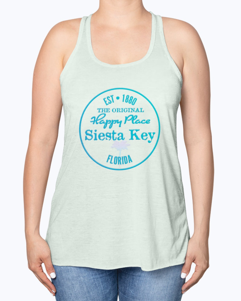 Womens Siesta Key Beach Is My Happy Place Premium Flowy Tank Top Mint Green