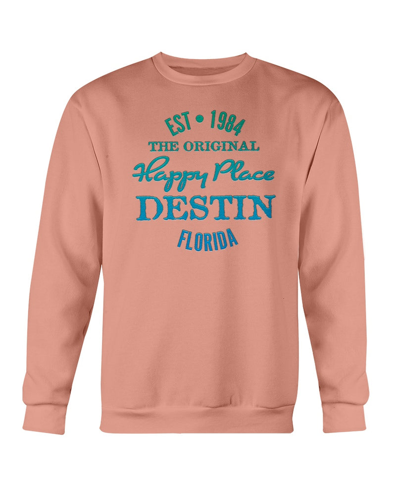Premium Garment-Dyed Unisex Happy Place Destin Florida Beach Sweatshirt Est 1984 Terracotta