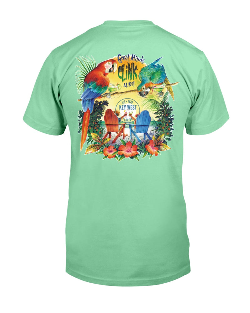 Men's Great minds clink alike in Key West Parrots T-Shirt Premium Garment Dyed Est 1828