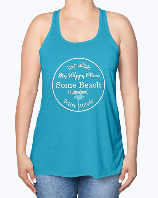 Womens Some Beach Somewhere Latitude Attitude Tank Top Happy Place Teal