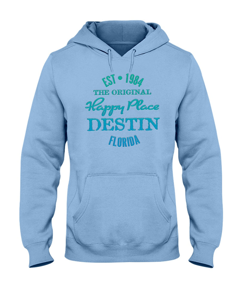 Unisex Destin Florida Original Happy Place Beach Hoodie Est 1984 Light Blue