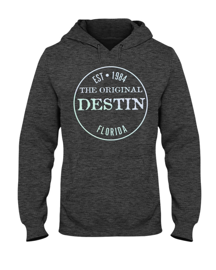 Destin Est 1984 Hoodie Vintage Style Bevel Logo Light Gradient