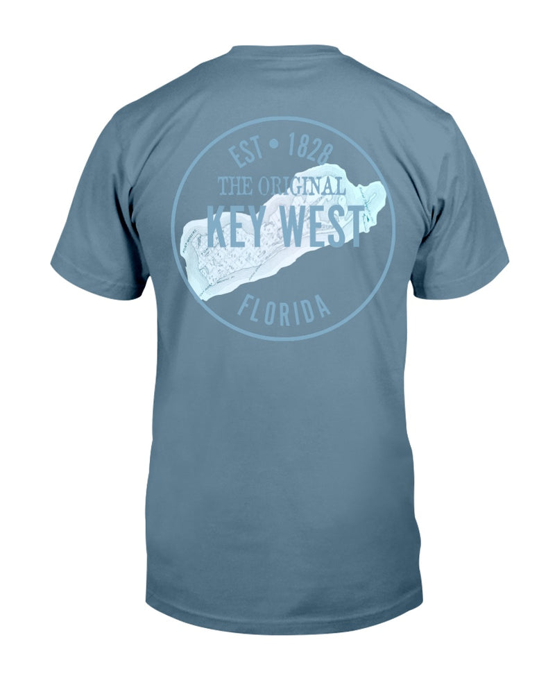 Premium Ringspun Original Key West Florida T-Shirt Est 1828 Vintage Map ice blue