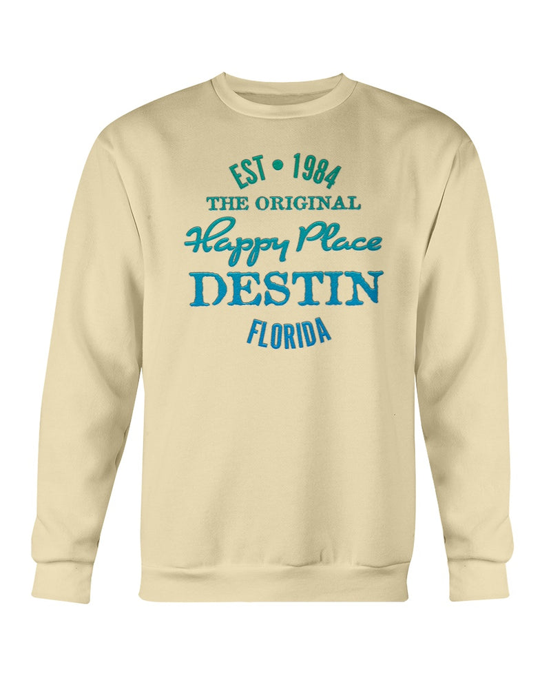 Premium Garment-Dyed Unisex Happy Place Destin Florida Beach Sweatshirt Est 1984 Butter Yellow