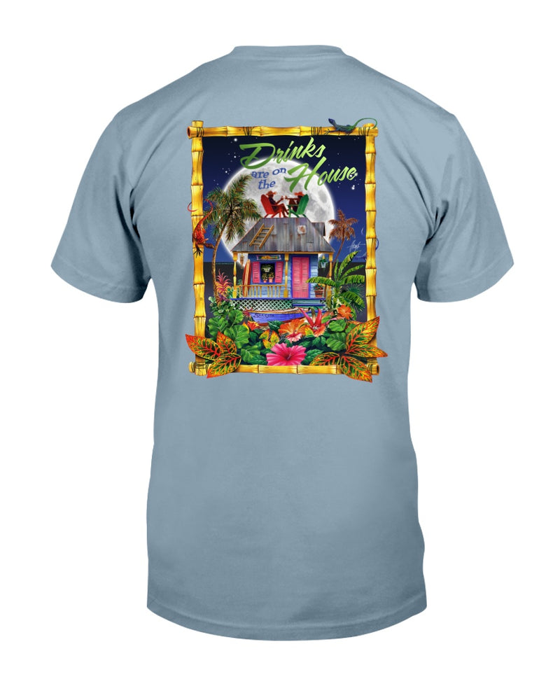 Drinks are on the house Jim Mazzotta Artwork T-shirt parrothead tropical tee