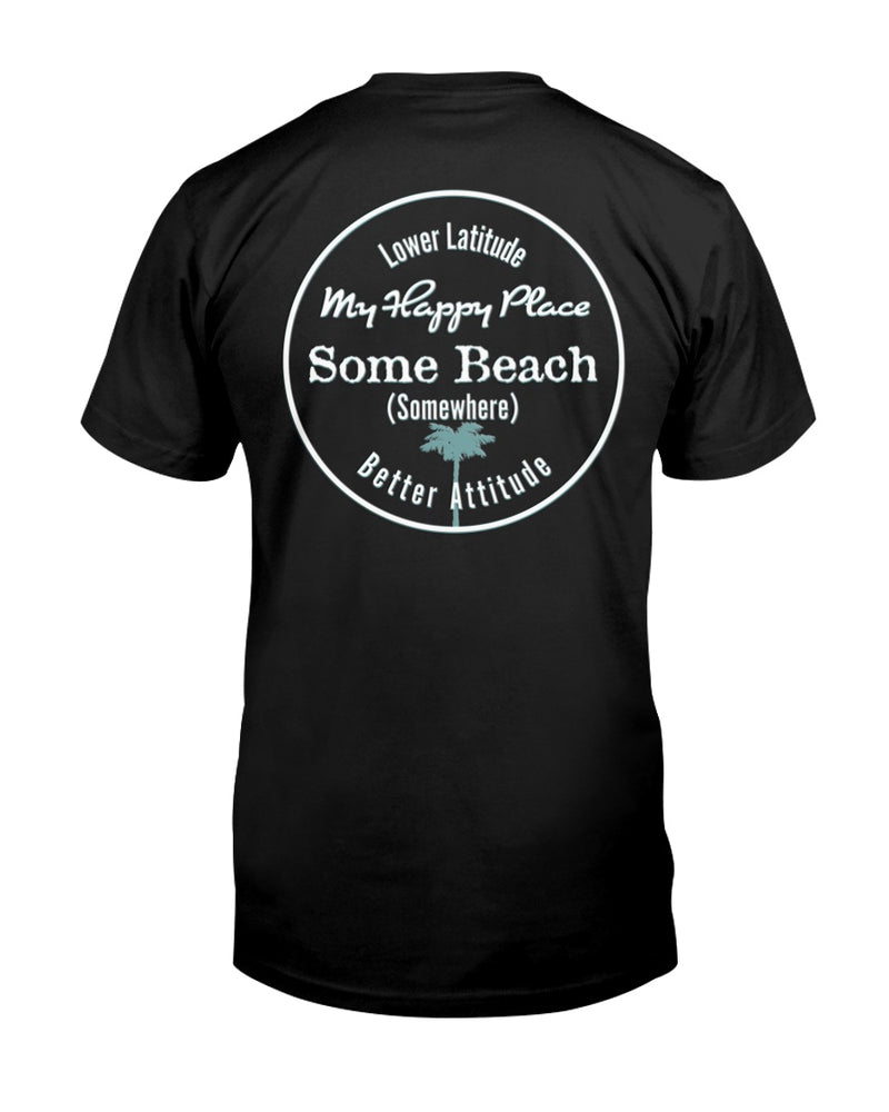 Men's Some Beach Somewhere Latitude Attitude Cotton T-Shirt w/Chest Logo Black Beach Shirts