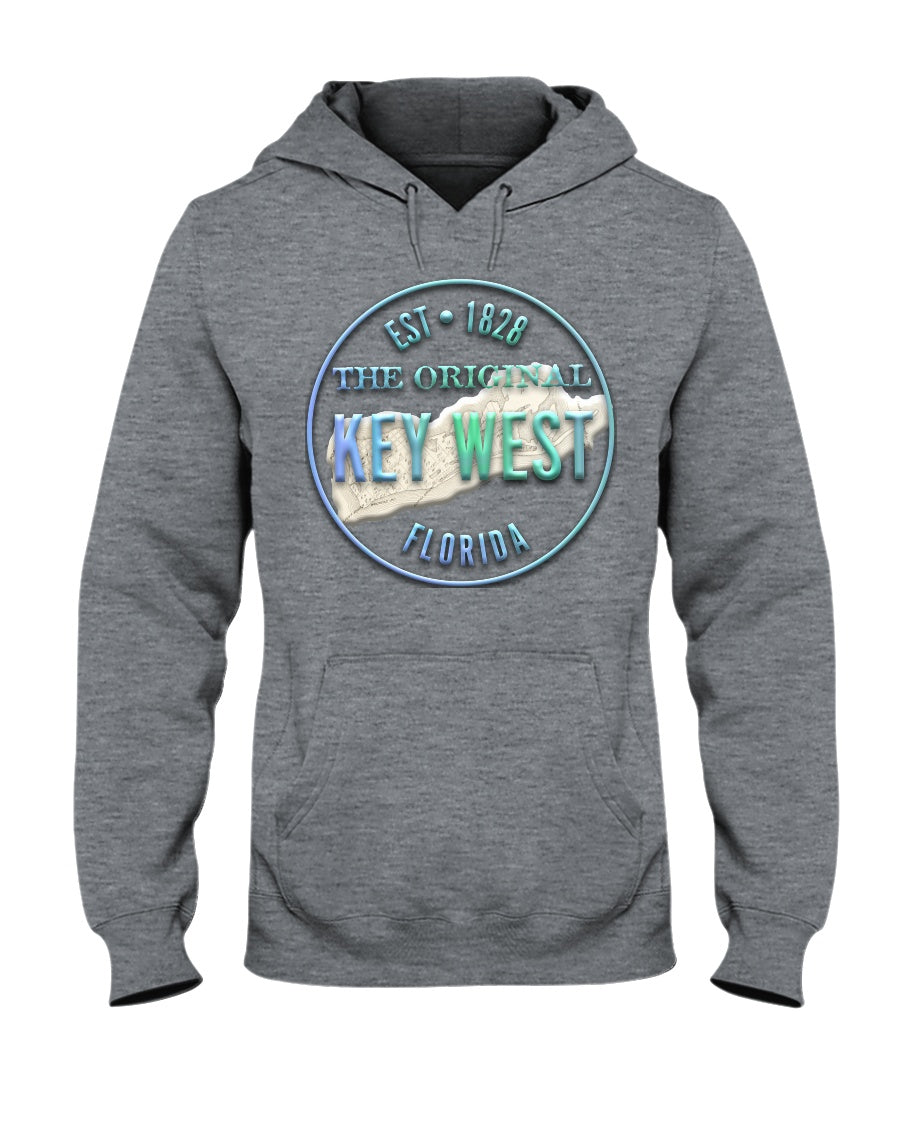 Original Key West Florida Est 1828 Map 3D Embossed Look Hoodie sport grey