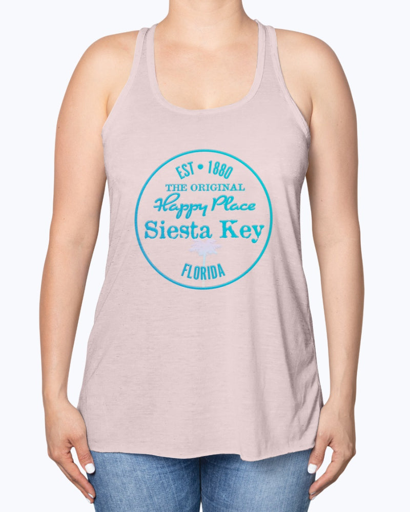 Womens Siesta Key Beach Is My Happy Place Premium Flowy Tank Top pink