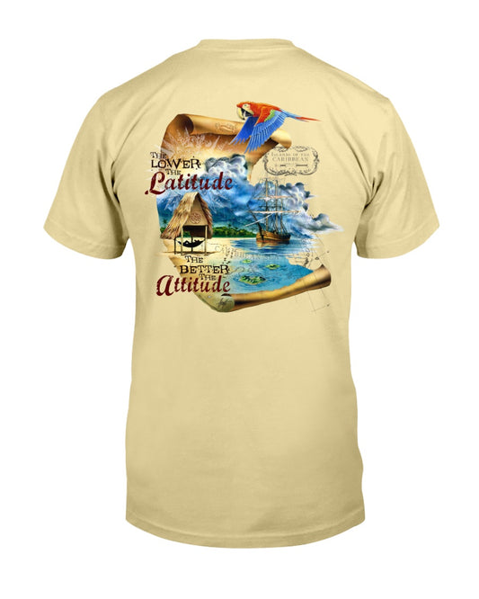 Premium RingSpun Cotton Lower the Latitude Better the Attitude Beach T-Shirt Butter Yellow