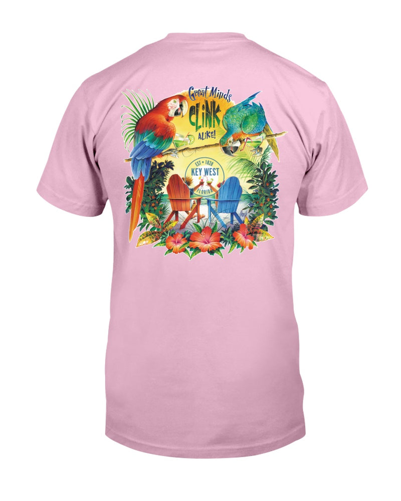 Men's Great minds clink alike in Key West Parrots T-Shirt Premium Garment Dyed blossom pink