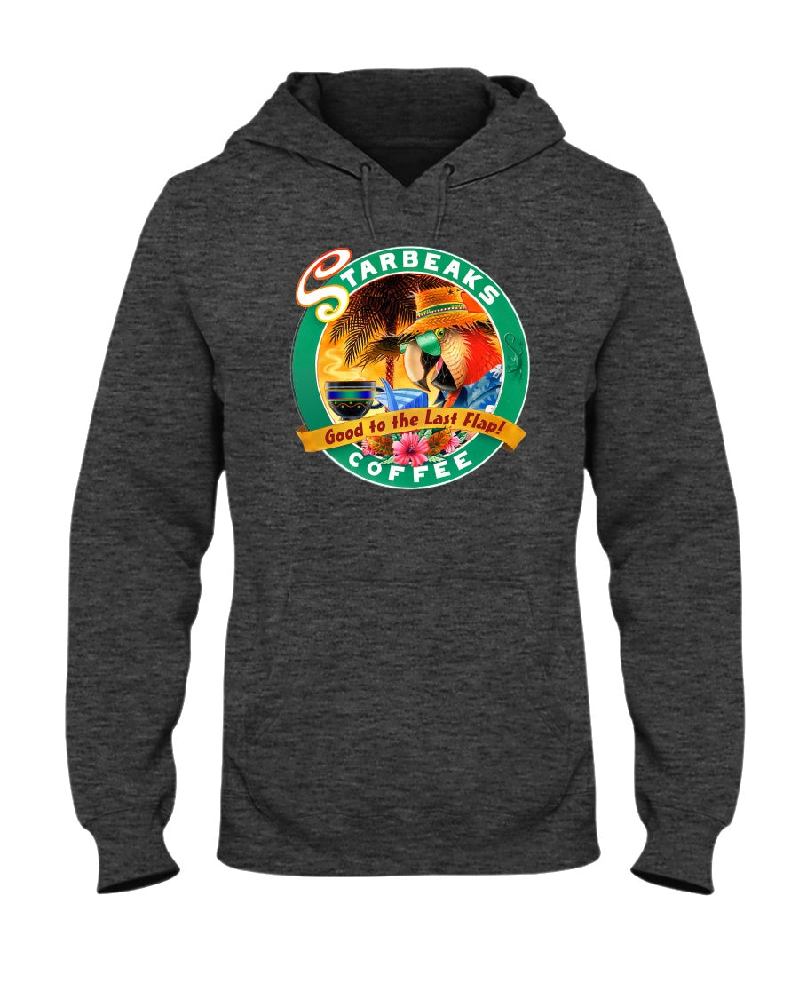 Unisex Starbeaks Good To The Last Flap Parrot Macaw Coffee Fleece Hoodie Black Heather