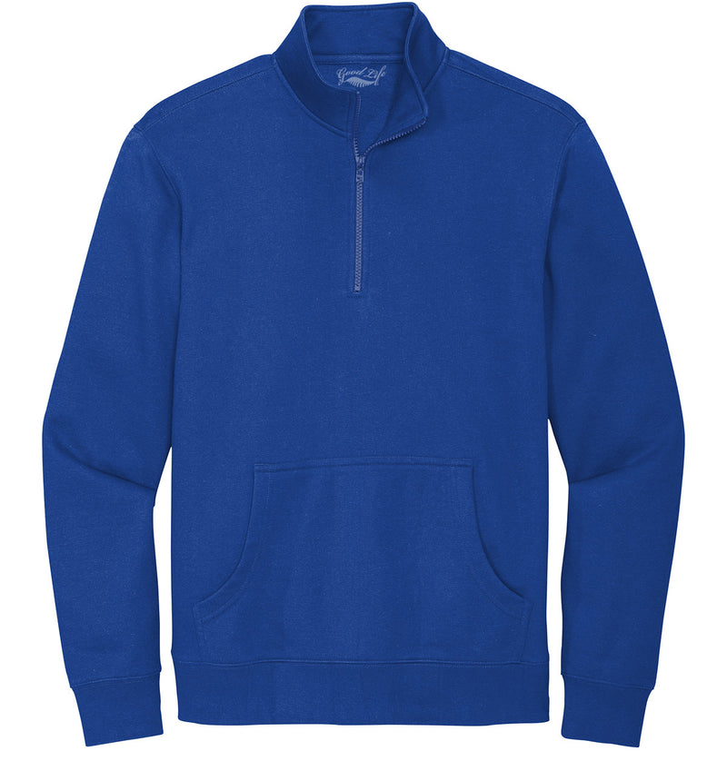 Mens Long Sleeve Quarter Zip Pullover With Front Pouch Pocket