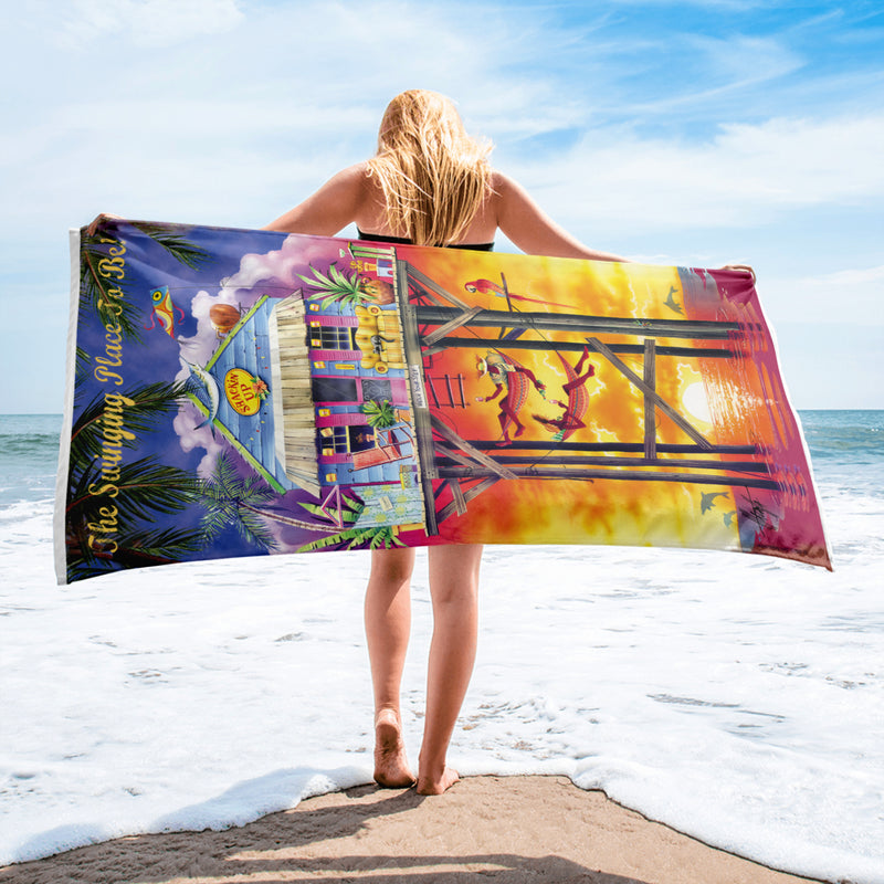 Good Life Original Swinging Place to be Tropical Island Beach Towel Large 30 x 60 Inches