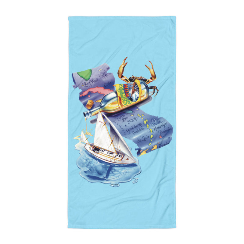 Shipwreck Rum Sailboat Caribbean Map Print Key West Map Beach Towel Jimmy Buffett Parrothead Style Key West Gift Idea For Him
