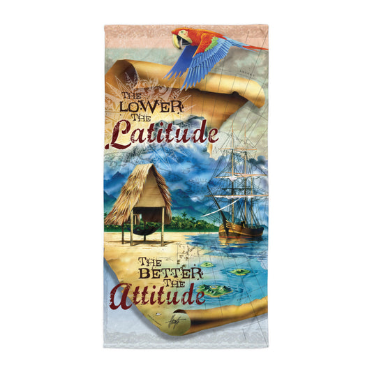 Good Life Original Lower the Latitude Better the Attitude Beach Towel 30 x 60 inches