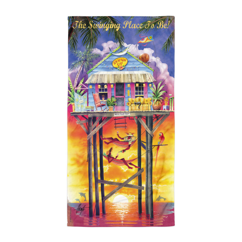 Good Life Original Swinging Place to be Tropical Island Beach Towel Large 30 x 60 Inches
