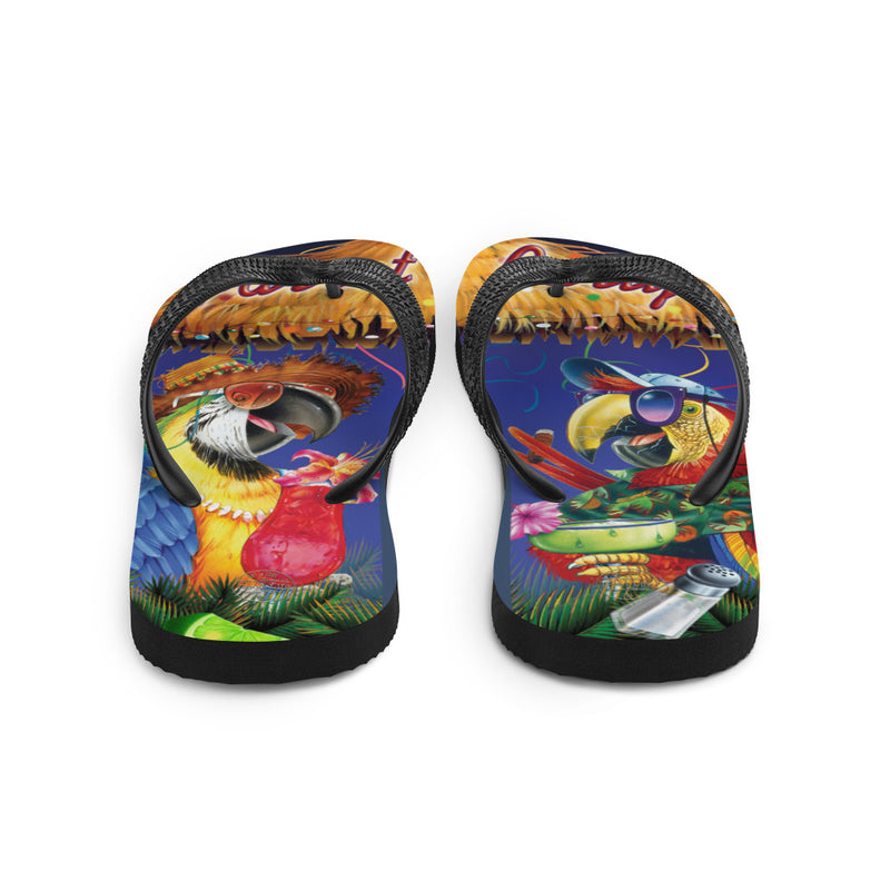 Exclusive Parrot Margarita Party Flip Flops Artwork by Jim Mazzotta