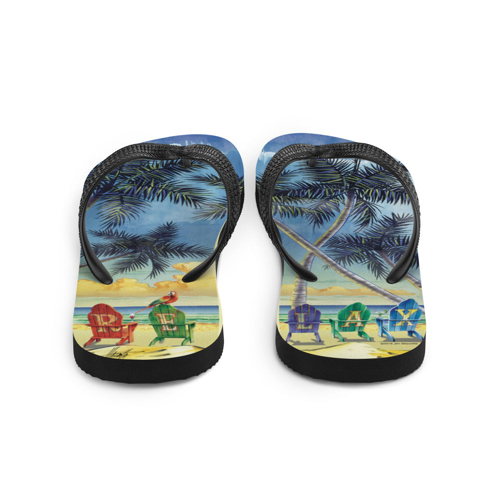 Relax at the Beach Flip Flops Adirondack Chairs Palm Trees Art by Jim Mazzotta