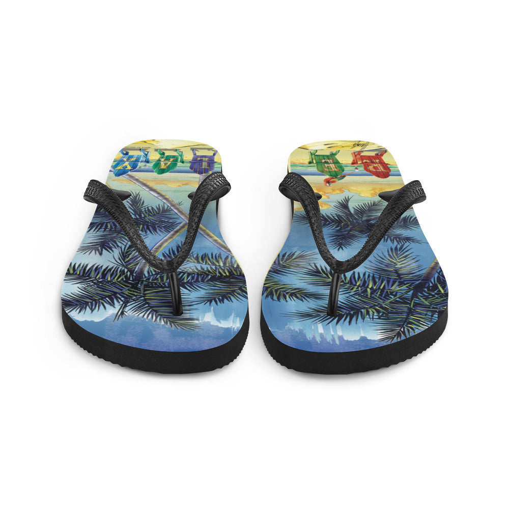 Relax at the Beach Flip Flops Adirondack Chairs Palm Trees Art by Jim Mazzotta