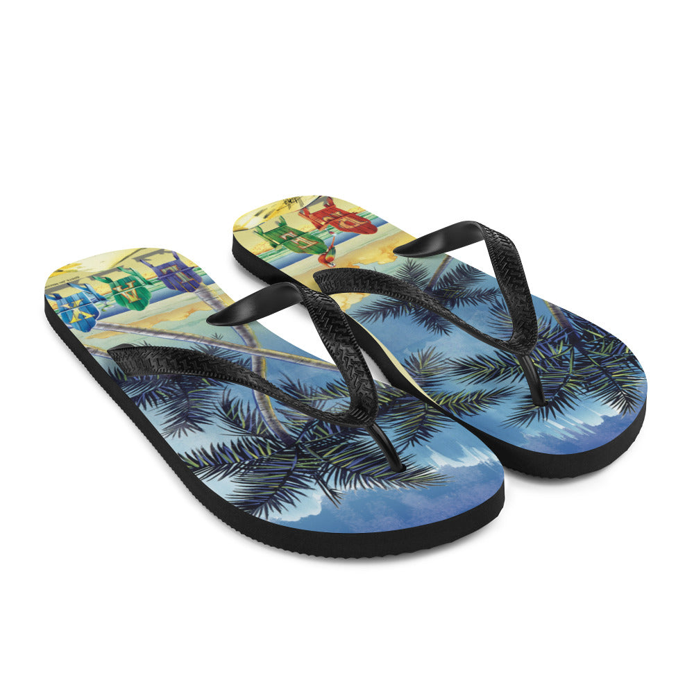 Relax at the Beach Flip Flops Adirondack Chairs Palm Trees Art by Jim Mazzotta