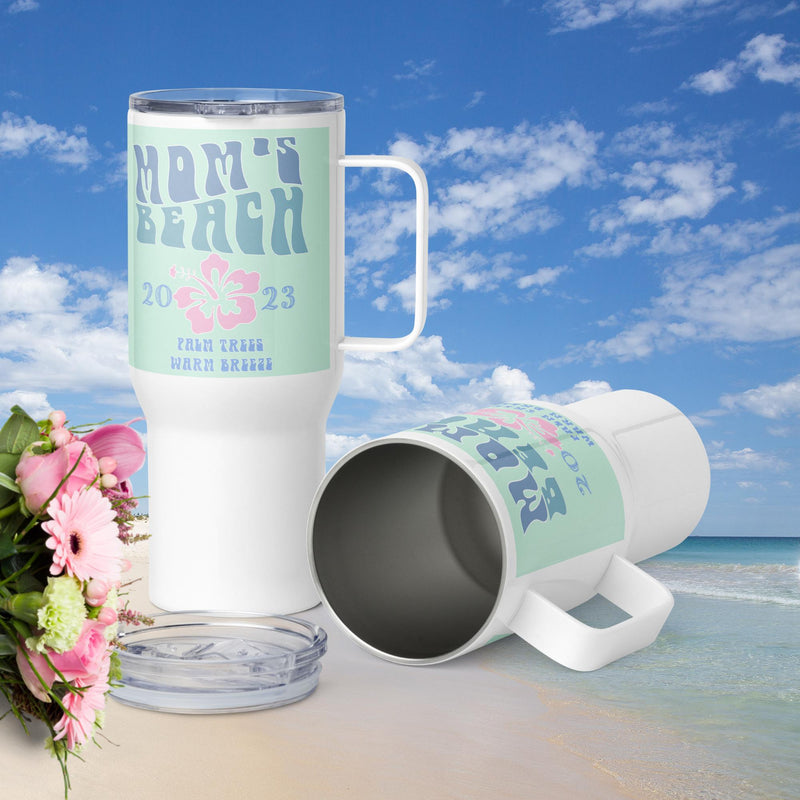 Mom's Beach 25 ounce tumbler coffee travel mug 2023 Retro Style