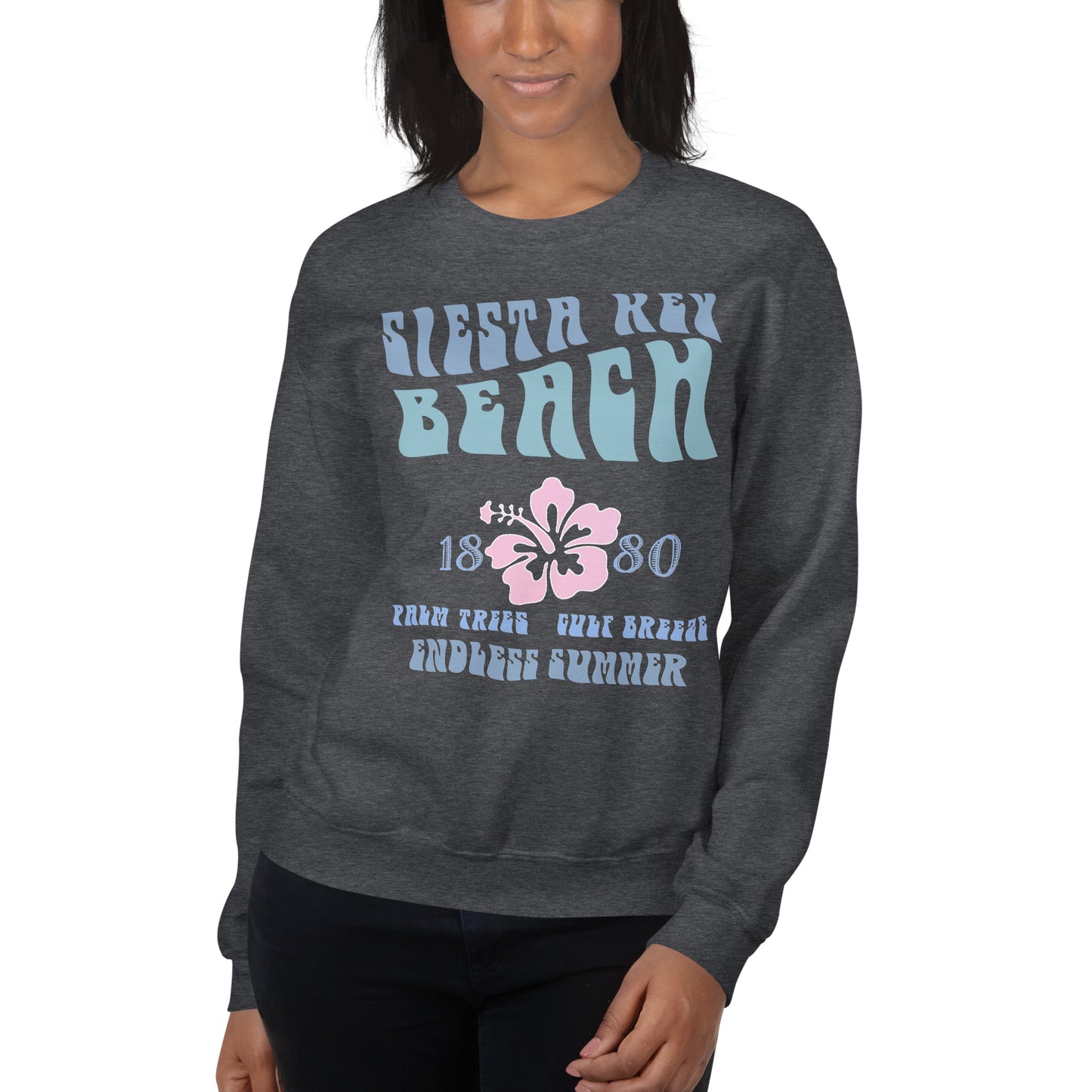 Siesta Key Front Print Hibiscus Vintage Style Sweatshirt Unisex