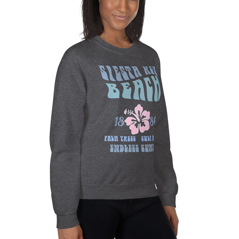 Siesta Key Front Print Hibiscus Vintage Style Sweatshirt Unisex