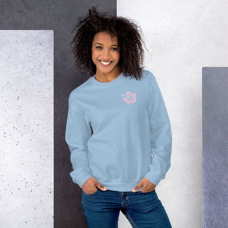 Siesta Key Back Print with Hibiscus Logo Sweatshirt Lights Unisex Endless Summer