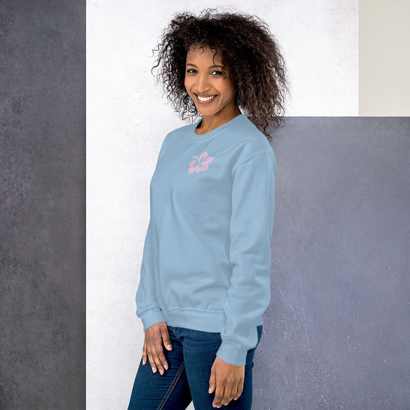 Siesta Key Back Print with Hibiscus Logo Sweatshirt Lights Unisex Endless Summer