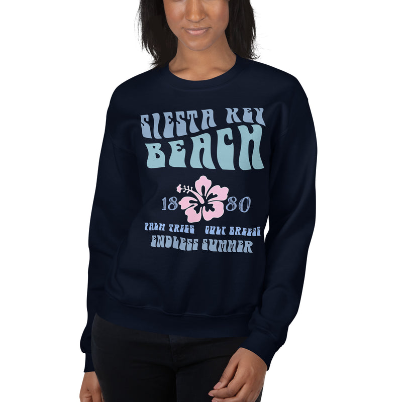 Siesta Key Front Print Hibiscus Vintage Style Sweatshirt Unisex