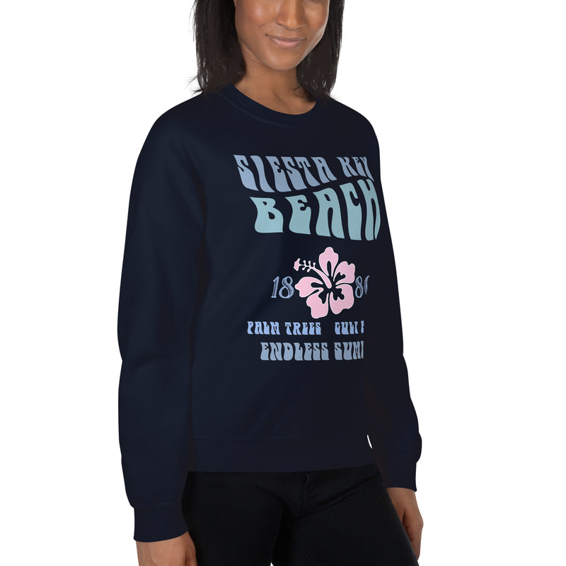 Siesta Key Front Print Hibiscus Vintage Style Sweatshirt Unisex