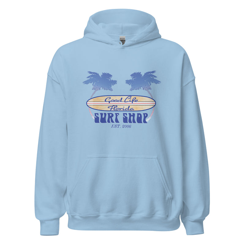 Good Life Surf Shop Beach Hoodie Longboard Unisex Fleece Surfboard Ron Jon Florida Cocoa Beach Sweatshirts