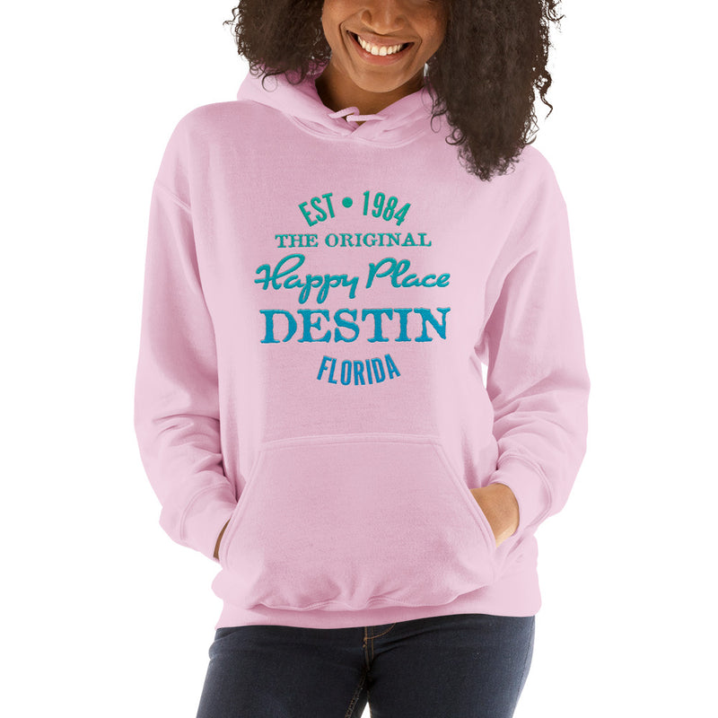 Exclusive Destin Florida Hoodie Beach Is My Happy Place Fleece Womens Unisex Mens Pink