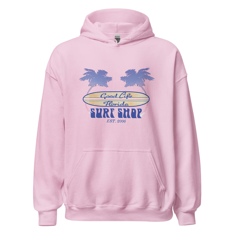 Good Life Surf Shop Beach Hoodie Longboard Unisex Fleece Surfboard Ron Jon Florida Cocoa Beach Sweatshirts