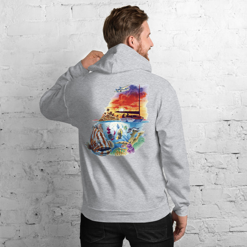 Unisex Island Time Fleece Beach Hoodie Grouper Sailboat