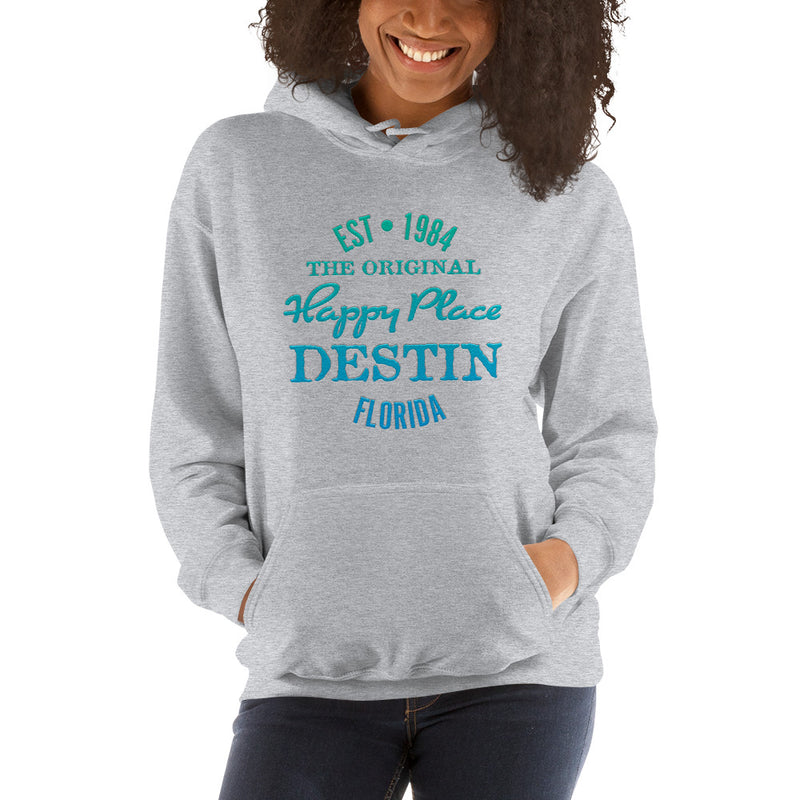 Exclusive Destin Florida Hoodie Beach Is My Happy Place Fleece Womens Unisex Mens