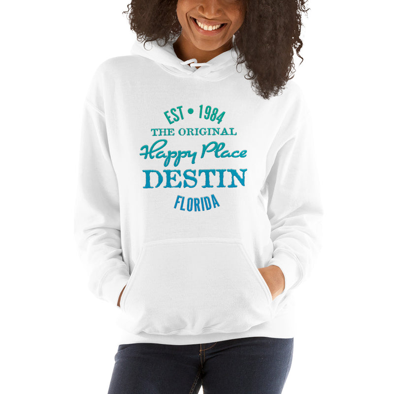 Exclusive Destin Florida Hoodie Beach Is My Happy Place Fleece Womens Unisex Mens Est 1984