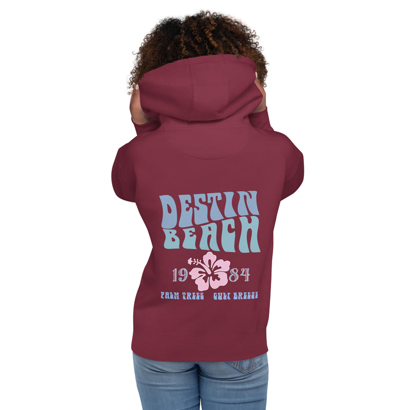 Destin Florida Beach Hoodie Palm Trees Gulf Breeze Pink Hibiscus 1984 Aesthetic Hoodies for women ocean beach califorrnia y2k oversized