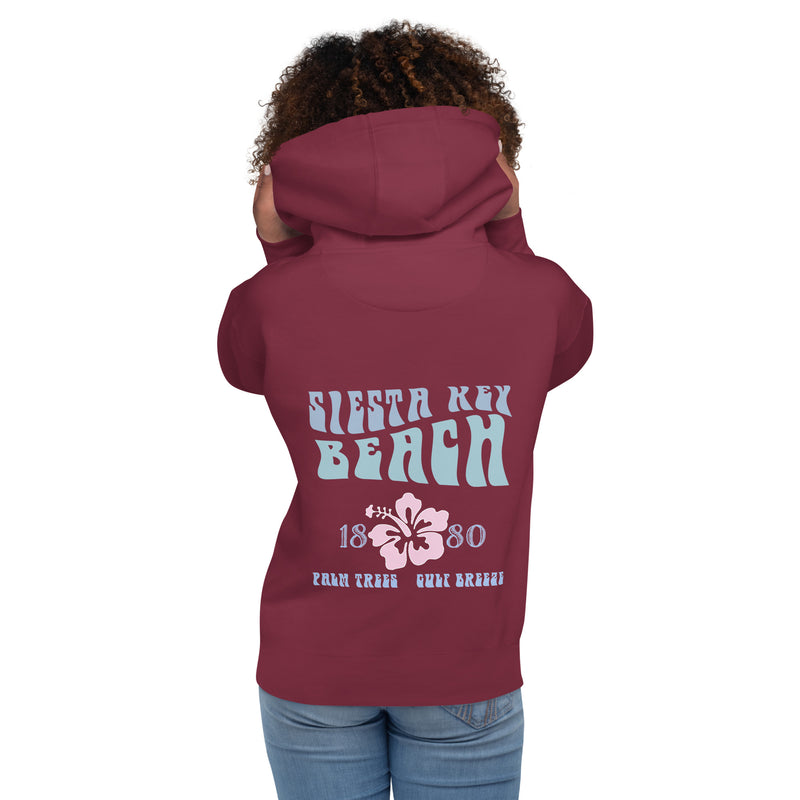 Premium Siesta Key Beach Hoodie Fleece Vintage Style Hibiscus