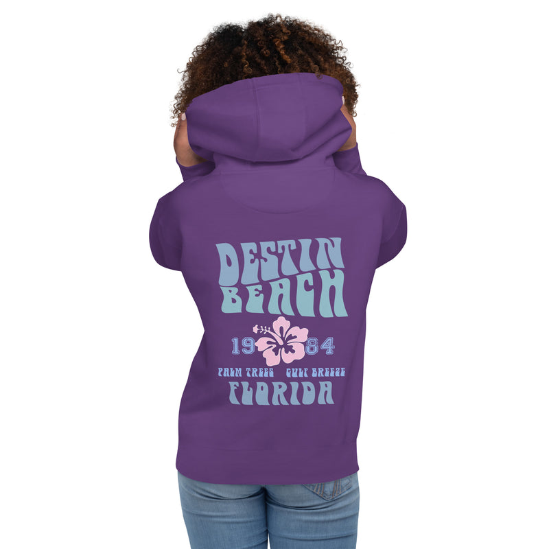 Destin Beach Hibiscus Hoodie Vintage Style Retro Unisex Oversized