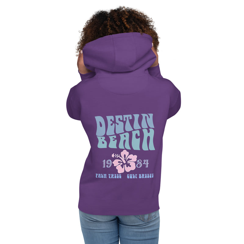 Destin Florida Beach Hoodie Palm Trees Gulf Breeze Pink Hibiscus 1984