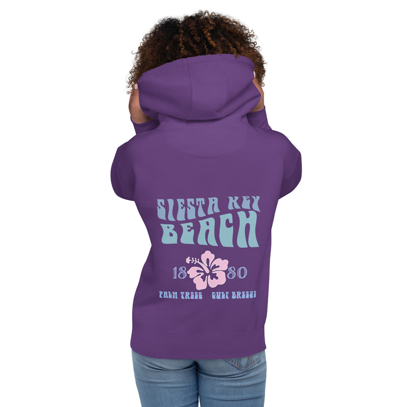 Premium Siesta Key Beach Hoodie Fleece Vintage Style Hibiscus